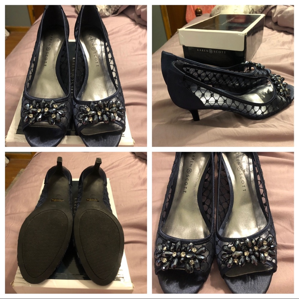 Navy blue Karen Scott evening shoes